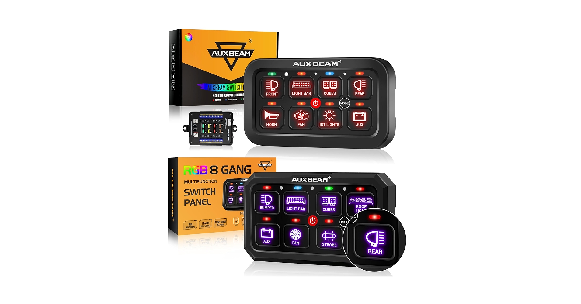 Amazon.com: Auxbeam 8 Gang RGB Switch Panel RB80 XL 5 Inch Switch